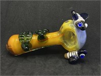 Orange and Blue Bumble Bee Glass Pipe