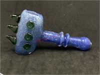 Blue Spiked Hammer Glass Pipe