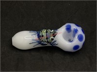 Blue and White Frog Glass Pipe