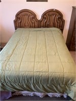 Full size oak headboard with clean mattress set