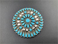 NAVAJO SILVER AND TURQUOISE PENDENT