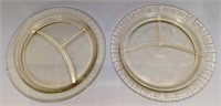 2 Yellow Depression Glass Divided Plates C