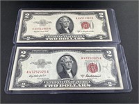 1953 A AND B RED SEAL TWO DOLLAR NOTE