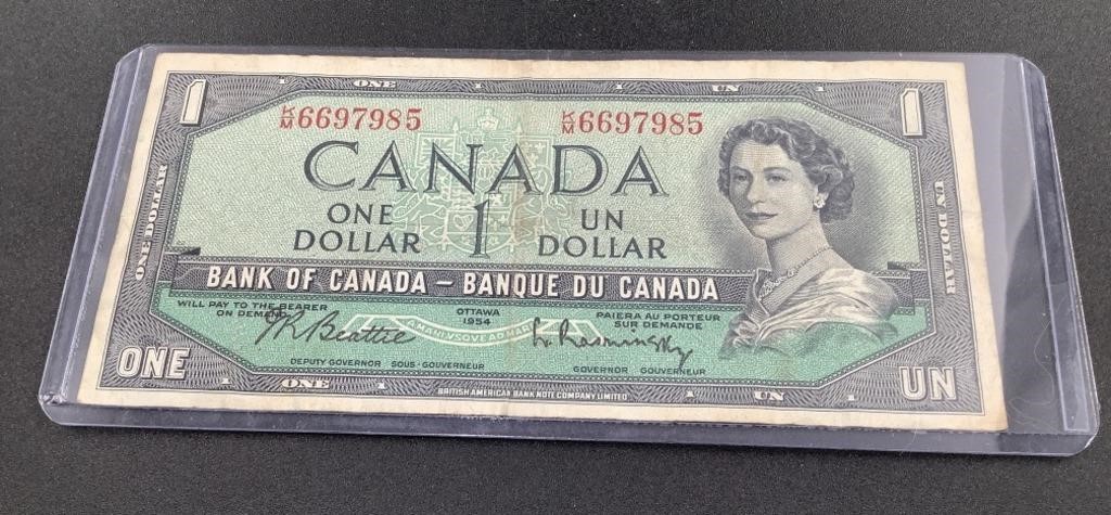 1954 CANADA ONE DOLLAR NOTE