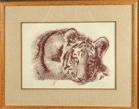 Framed LE Lithograph Print Tiger Cub