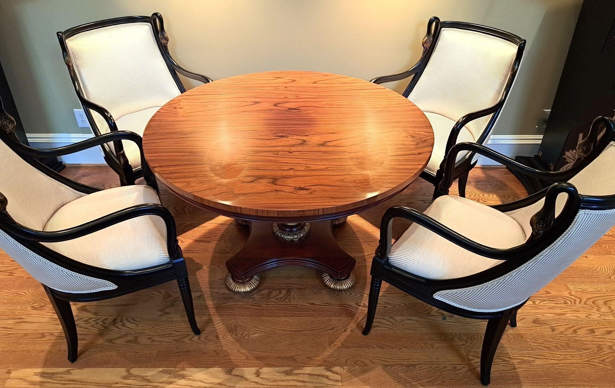 STUNNING SWAN NECK CHAIRS &SOLID WOOD ORNATE TABLE