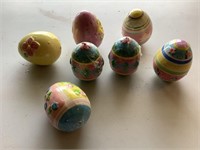 ceramic eggs and 2 candles