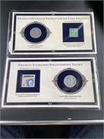 1960 AND 1962 B. FRANKLIN HALF DOLLARS AND STAMPS