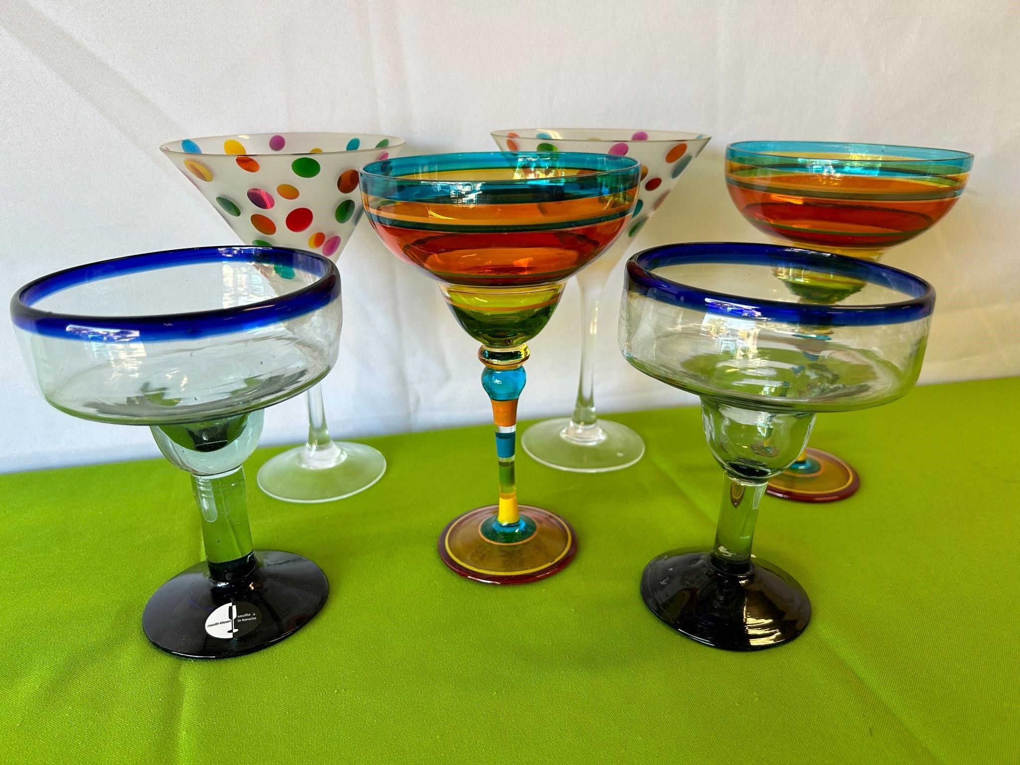 3 Pairs Margarita Glasses - Colorful