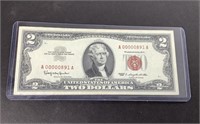 1963 TWO DOLLAR RED SEAL NOTE
