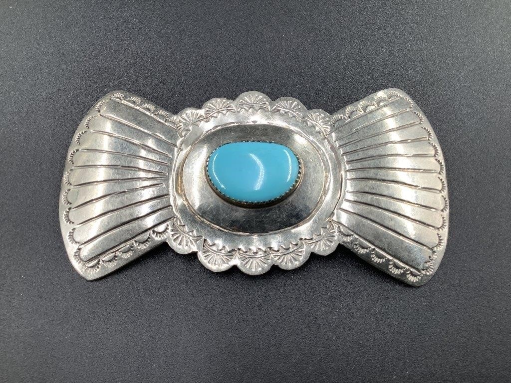 NAVAJO SILVER AND TURQUOISE PENDANT