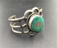 VINTAGE NAVAJO SILVER AND TURQUOISE CUFF BRACELET