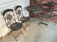 Metal table and 3 chairs