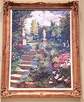 BEAUTIFUL GOLD ORNATE FRAMED GARDEN ART 60" X45"