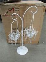 6 - White Metal Candle Holders