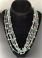 VINTAGE NAVAJO BEADED TURQUOISE NECKLACE