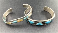 SILVER AND TURQUOISE CUFFS