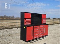 7' RED WORK BENCH WITH TOP SHELF