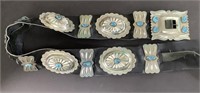 VINTAGE NAVAJO SILVER AND TURQUOISE BELT