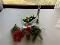 lead crystal sleigh and candle