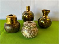 4 Pieces Nielsen Signed Art Glass Vases
