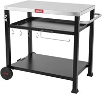 3-Shelf Movable Food Prep and Pizza Oven Table