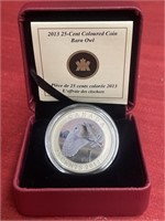 RCM 2013 25-cent Coloured Coin - Barn Owl