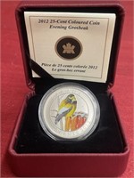 RCM 2012 25-cent Coloured Coin - Evening Grosbeak