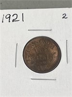 1921 Canada One Cent Coin. King George V.