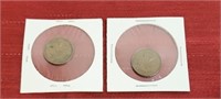 (2) 1947 Canadian 1 cent coins