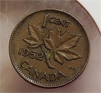 (2) 1952 Canadian 1 cent coins
