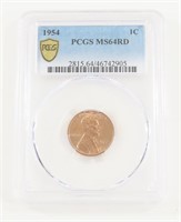 PCGS GRADED 1954 LINCOLN HEAD PENNY MS64RD
