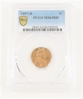 PCGS GRADED 1957-D LINCOLN HEAD PENNY MS63RD