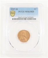 PCGS GRADED 1957-D LINCOLN HEAD PENNY MS63RD