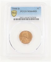 PCGS GRADED 1958-D LINCOLN HEAD PENNY MS65RD