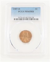 PCGS GRADED 1987-D LINCOLN HEAD PENNY MS65RB