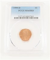 PCGS GRADED 1999-D LINCOLN HEAD PENNY MS65RD