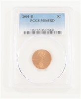PCGS GRADED 2001-D LINCOLN HEAD PENNY MS65RD