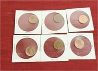 (6) 1867-1967 Canadian 1 cent coins.