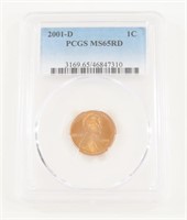 PCGS GRADED 2001-D LINCOLN HEAD PENNY MS65RD