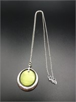 .925 Silver Plated Necklace (Green CIrcle)