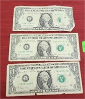 (3) 2003 ISD $1 Bank Note