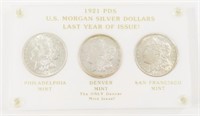 1921 MORGAN DOLLAR SET LAST YEAR ALL MINT MARKS