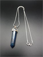 .925 Silver Plated Necklace (Resin Pendent)