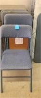 4 blue padded chairs and table set