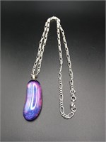 .925 Silver Plated Necklace (Resin Pendent)