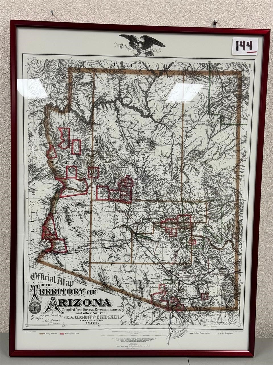 Terrritorial Map 1880 Arizona 24" x 31.5"
