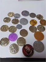 Lot of Various Tokens- Wrestling, Nascar,  and