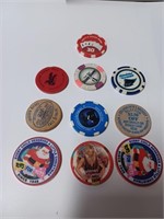 Lot of Various Poker Chips and Wooden Nickels