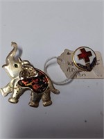 Elephant Brooch, World War II Pin